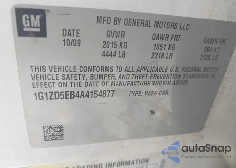 2010 Chevrolet Malibu Lt из США, поврежденный, VIN 1G1ZD5EB4A4154877